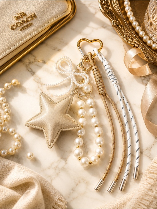 Handbags - Golden Heritage Star Cluster Bag Charm | Pearl Bow Keychain